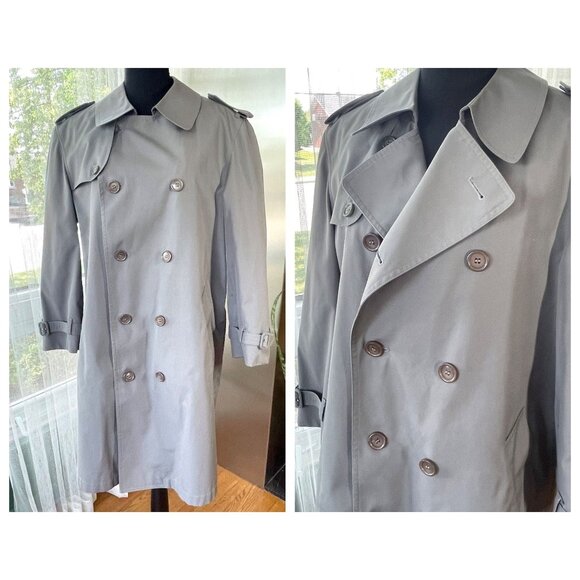 Vintage 90s London Fog wool lined trench coat, grey, lined, gender neutral - Picture 2 of 10